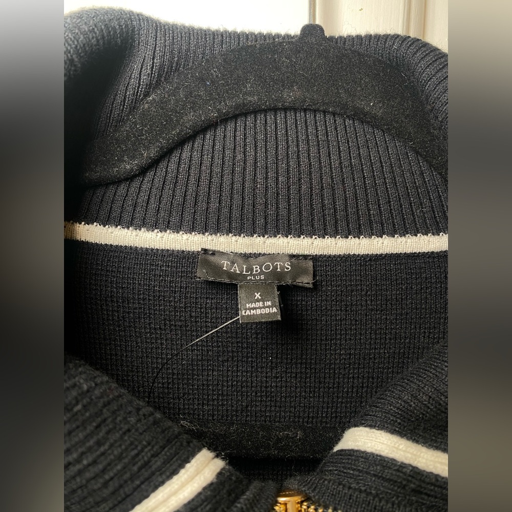Talbots Women's Plus Size Full Zip Cardigan - Tipped in Black Size X NWT - Picture 10 of 10